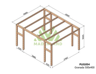 Pergola en bois lamellé-collé Granada (500 x 400 cm)