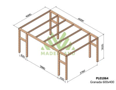 Pergola en bois lamellé-collé Granada (600 x 400 cm)
