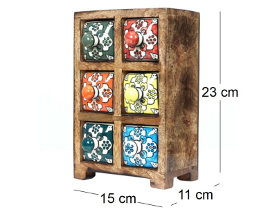 Petit meuble de rangement 6 tiroirs colorés