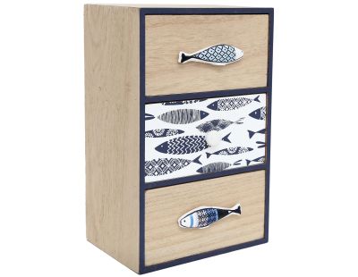 Petit rangement 3 tiroirs poissons 27 cm