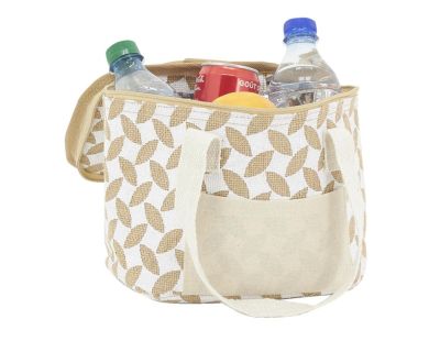 Sac lunch isotherme en jute (Feuille 20x15x15)