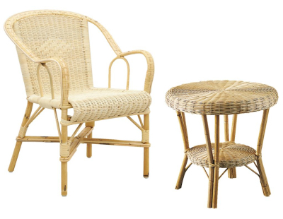 Petit salon crapaud en moelle de rotin