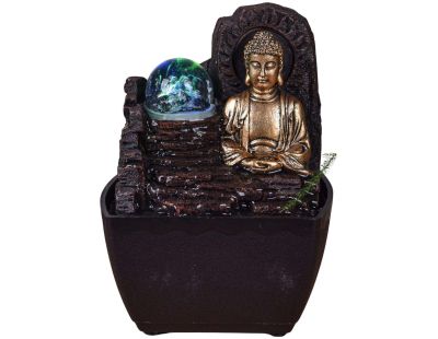 Petite fontaine d'intérieure en résine avec LED bouddha Theravada