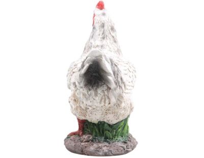 Petite poule en résine 12 x 8 x 16 cm (Blanc)