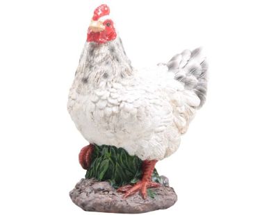 Petite poule en résine 12 x 8 x 16 cm (Blanc)