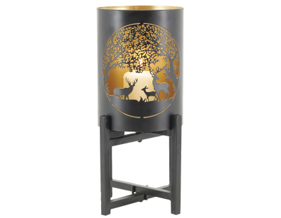 Photophore Cerf en métal sur pied