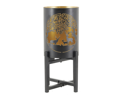 Photophore Cerf en métal sur pied