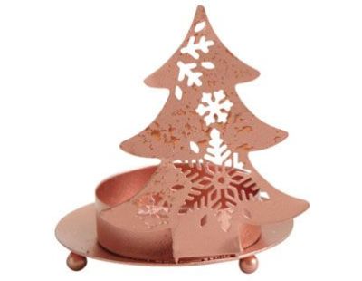 Photophore de Noël en métal cuivré (Lot de 2)