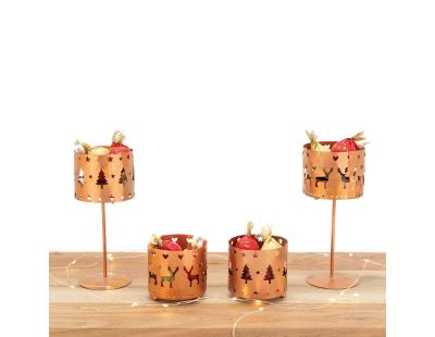 Photophore de Noël sur pied en métal cuivré (Lot de 6) (Lot de 6)