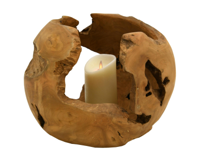 Photophore boule en teck