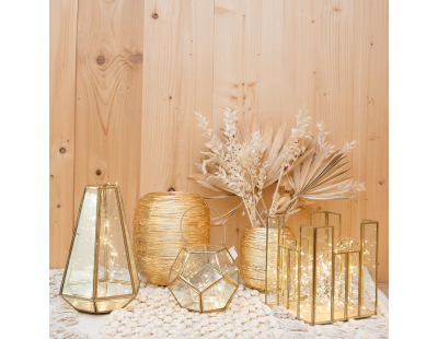 Photophore carré en laiton et verre 19x19cm