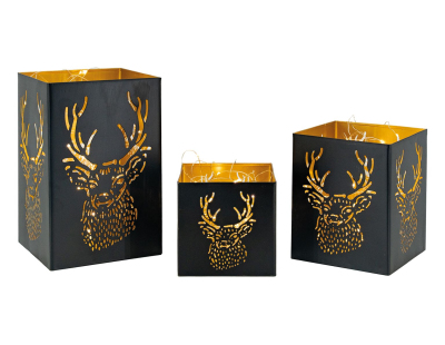 Photophore carré tête de cerf (Lot de 3)