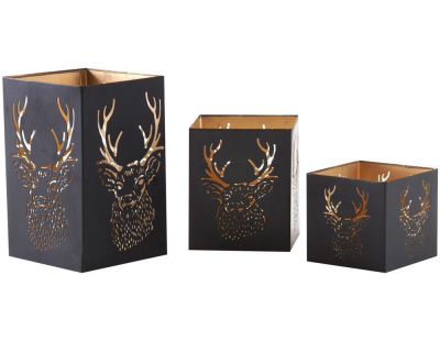 Photophore carré tête de cerf (Lot de 3)