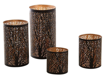 Photophores cylindriques noir et or (Lot de 4)