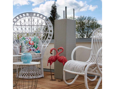 Photophore d'extérieur gris en résine et verre (Hauteur 115 cm)