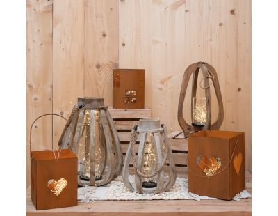 Photophore de jardin en métal rouillé (Lot de 2)