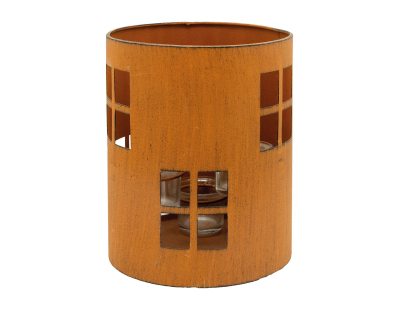 Photophore de jardin en métal rouillé