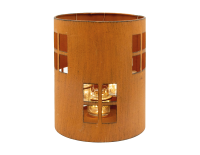 Photophore de jardin en métal rouillé