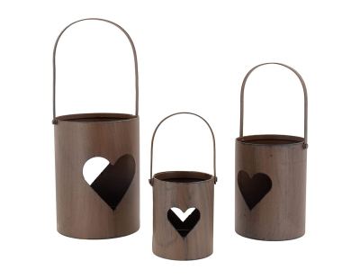 Photophore en métal rouillé (Lot de 3)