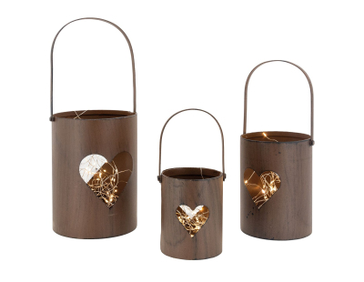 Photophore en métal rouillé (Lot de 3)