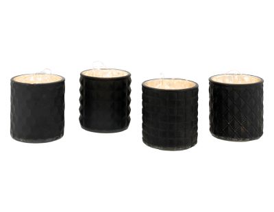 Photophore noir en verre teinté mat (Lot de 4)