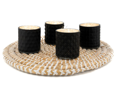 Photophore noir en verre teinté mat (Lot de 8)