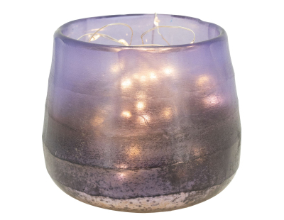 Photophore rond en verre teinté violet