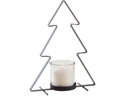 Photophore sapin en verre et métal 35 cm