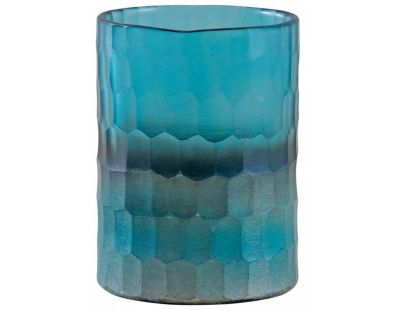 Photophore en verre mosaique turquoise