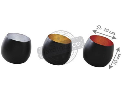 Photophores inclinés métal intérieur métallisé (Lot de 3) (Lot de 3)