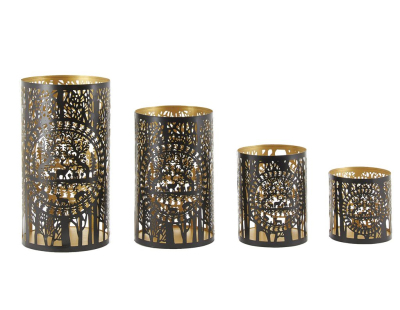 Photophores en métal Forêt (Lot de 4)