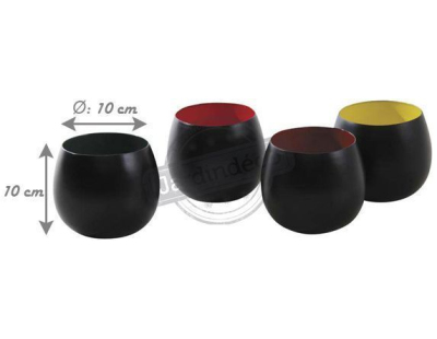 Photophores ronds en métal intérieur émaillé (Lot de 4) (Lot de 4)