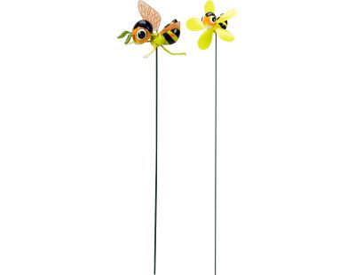 Pic de jardin à planter Loony Abeilles (Lot de 2 (1 abeille + 1 moulin))