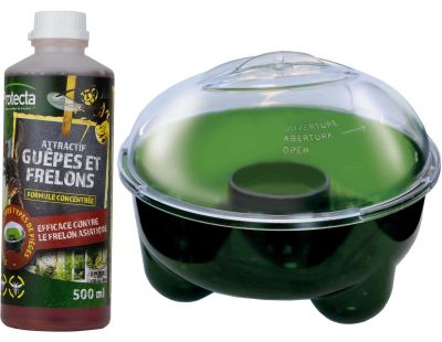 Piège à guêpes et frelons bicolore 2.4 litres avec attractif 500 ml