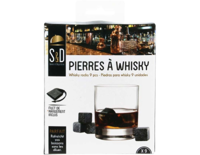 Pierres à whisky avec filet de rangement