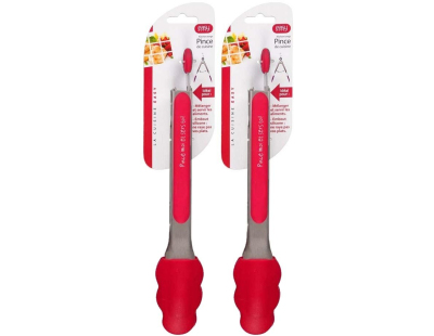 Pince de cuisine en silicone coloré (Lot de 2) (Rouge)