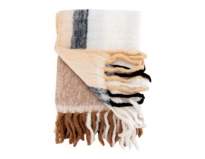 Plaid acrylique Alice (Brun, beige et blanc)