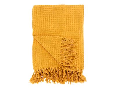 Plaid 100% coton 130 x 170 cm (Moutarde)