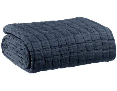 Plaid en coton Swami 130 x 200 cm (Marine)