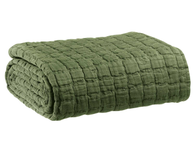 Plaid en coton Swami 130 x 200 cm (Olive)