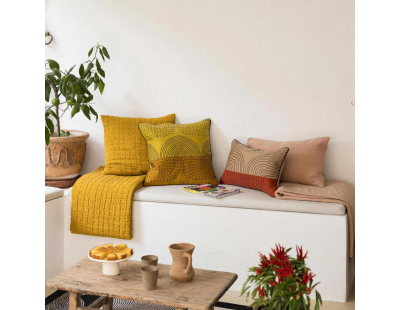 Plaid en coton Swami 130 x 200 cm (Safran)