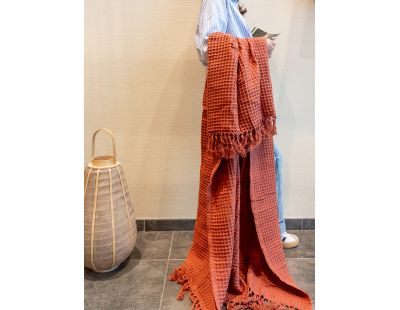 Plaid 100% coton 130 x 170 cm (Terracotta)