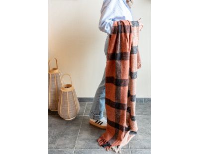 Plaid en coton recyclé brossé (Rouille)