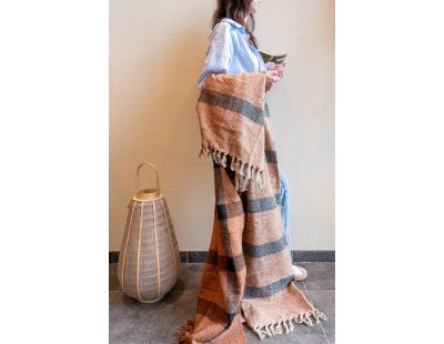 Plaid en coton recyclé brossé (Chocolat)
