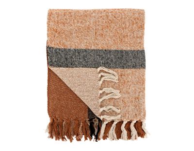 Plaid en coton recyclé brossé (Chocolat)