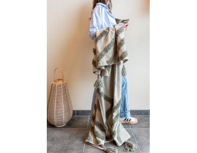 Plaid en coton tufté vert