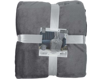 Plaid en flanelle et sherpa XXL 140x200 cm (Gris foncé)