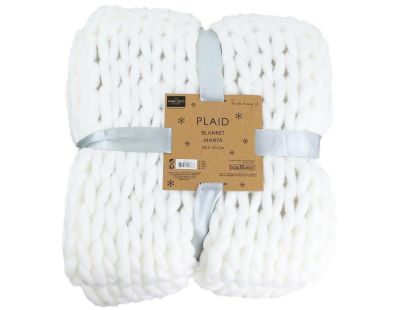 Plaid grosses mailles Chunky 120 x 150 cm (Blanc)