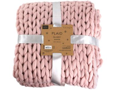 Plaid grosses mailles Chunky 120 x 150 cm (Rose)