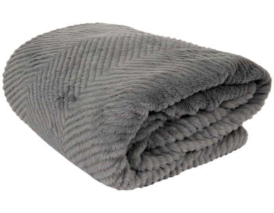 Plaid imitation fourrure grise et sherpa 140 x 200 cm